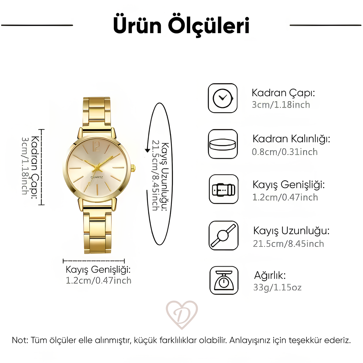 Dilove Lüks Kadın Kuvars Saat Seti – Metal Kordonlu 6’lı Takı Seti