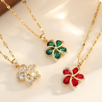 Dilove Kristal Taşlı Çiçek Kolye – Günlük ve Özel Günler İçin