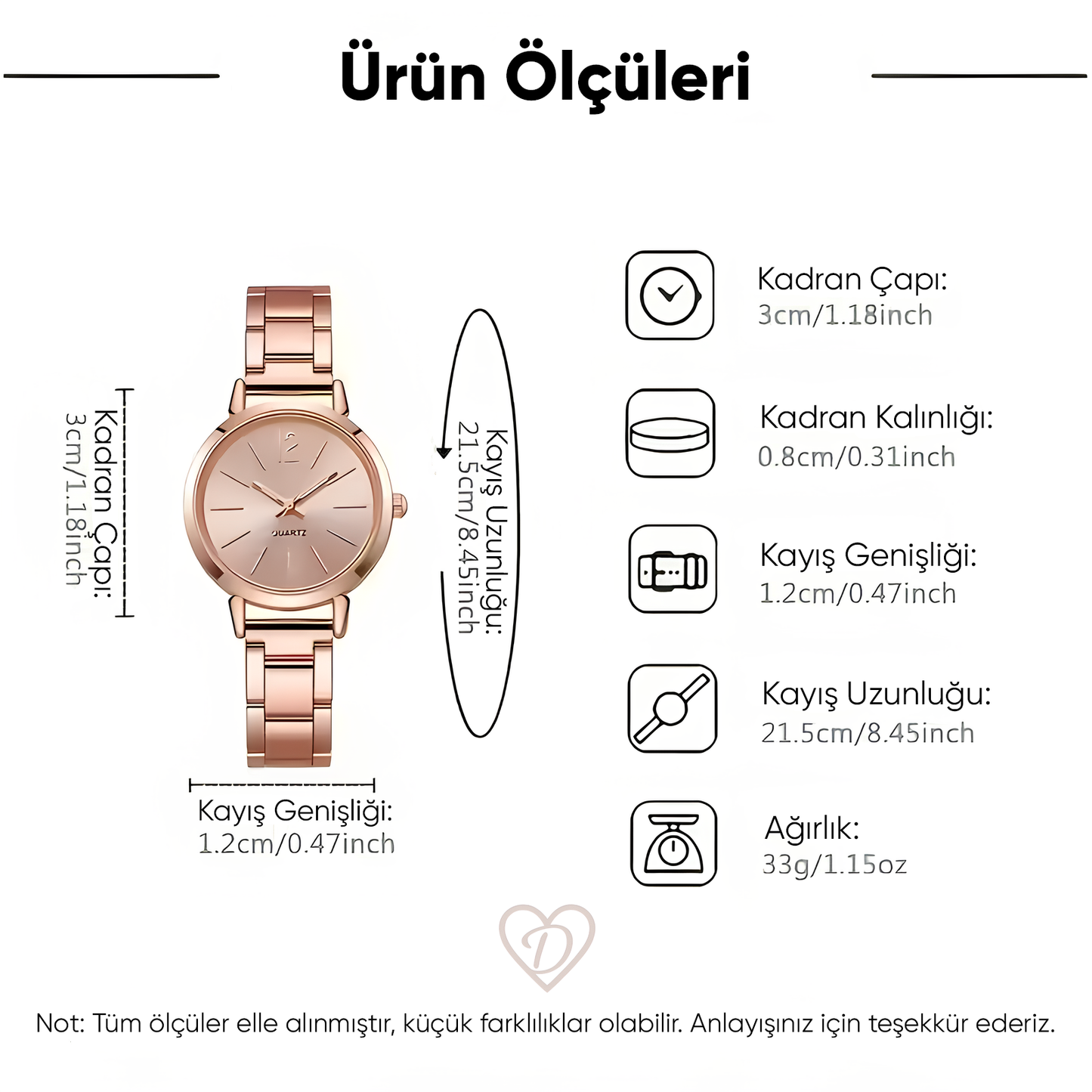 Dilove Kadın Kuvars Saat & Takı Seti – Şık 6’lı Kombin