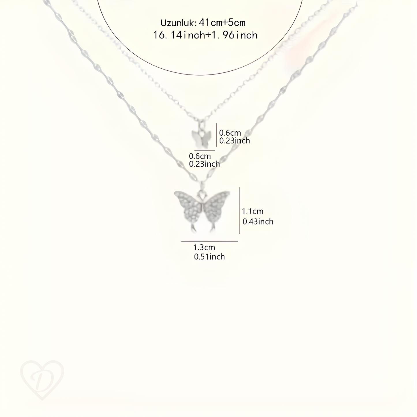 Dilove Zarif Çift Katmanlı Kelebek Kolye – Hediyelik Kadın Aksesuar